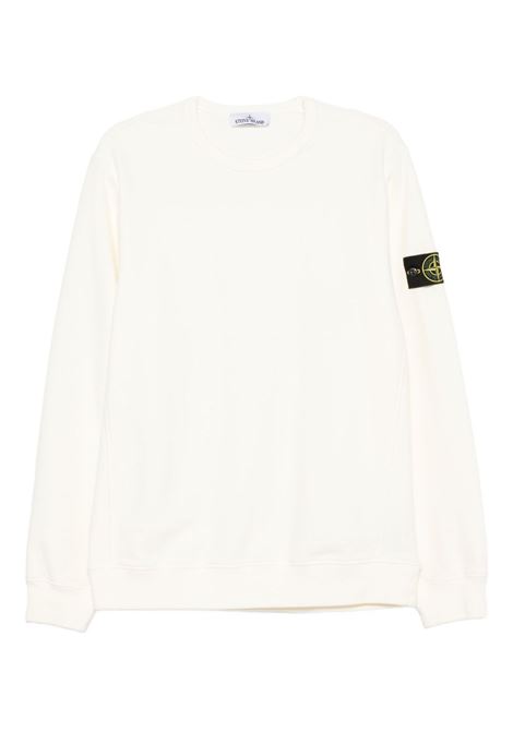 brushed organic cotton fleece sweatshirt man ivory STONE ISLAND | K2S15 6100028 S0A20V0093